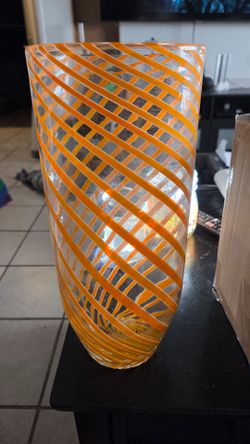 Orange spiral Murano vase