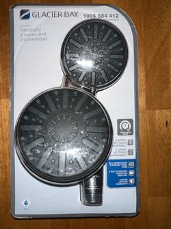 Glacier Bay 6-Spray 5 in. Dual Wall Mount Fixed and Handheld Shower Head 1.8 GPM in Matte Black