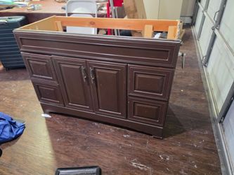 Dark Brown Bathroom Vanity Cabinet, 48" x 20" , USED