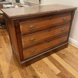 Antique Dresser - 3 Drawer With Marble Top
