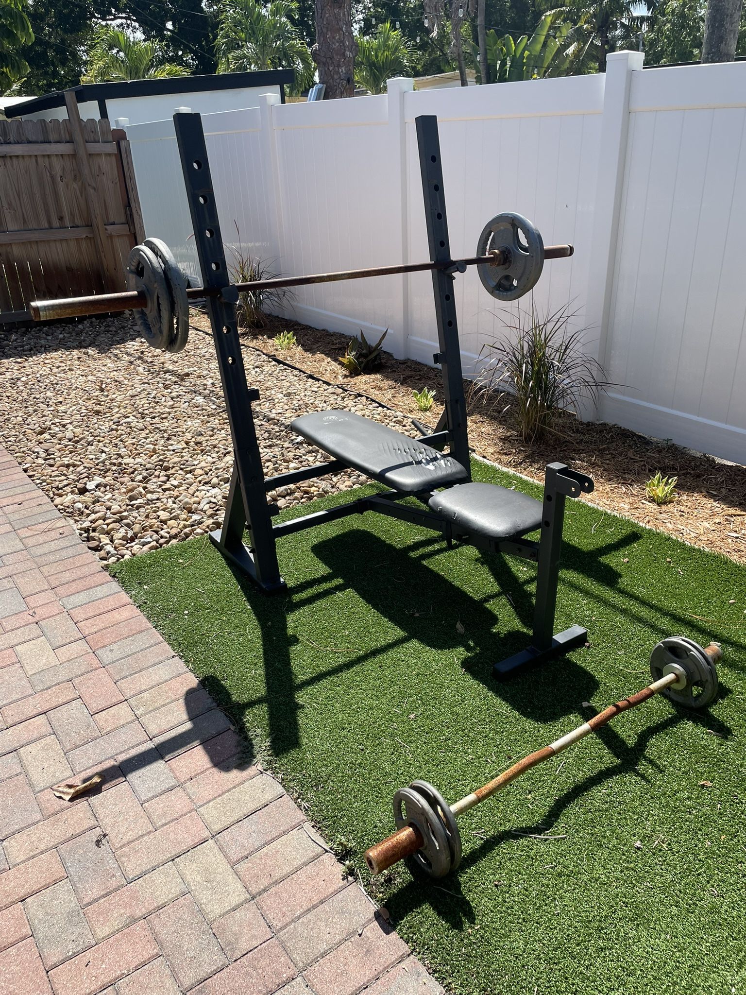 Weight Set - Bench Press And Barbells