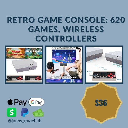 Retro Game Console: 620 Games, Wireless Controllers