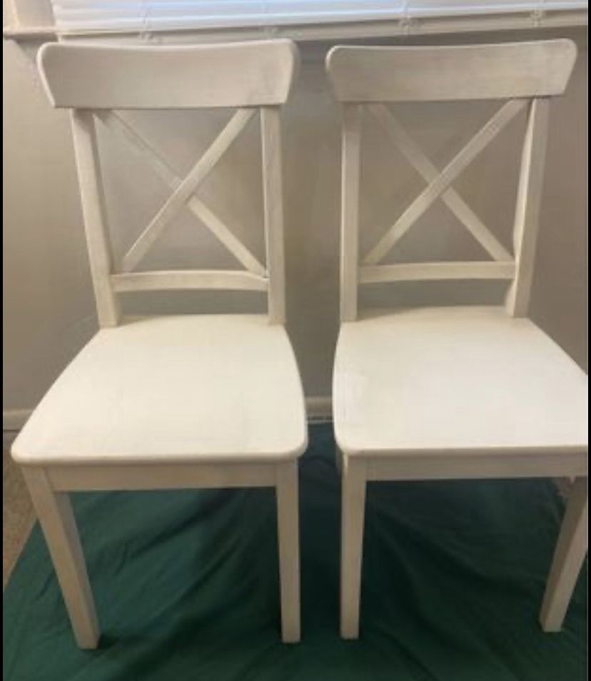 Two Cream Colored Ivory Chairs 
