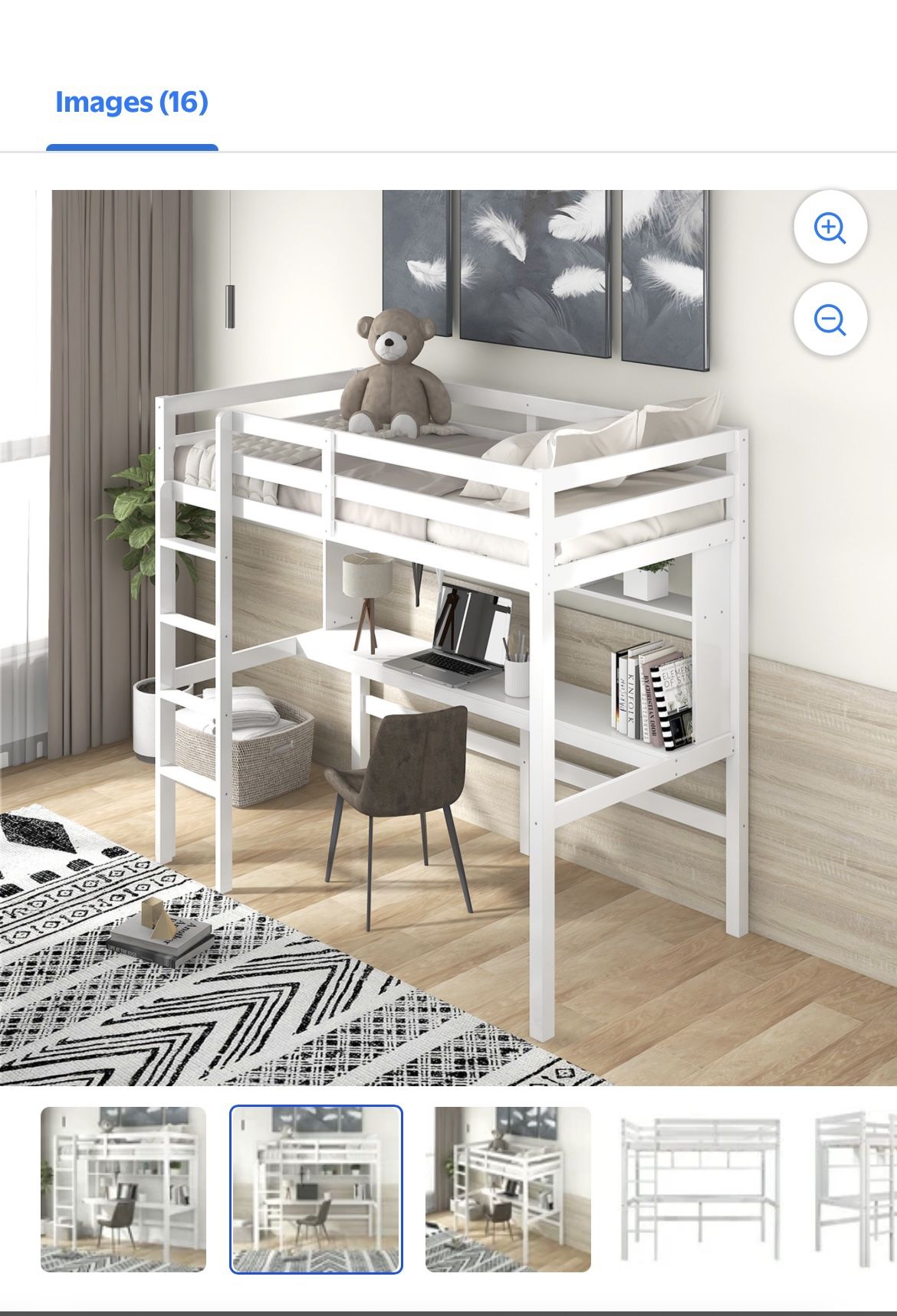 Twin Loft Bed With Desk White 