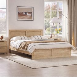 Modern Queen Wood Platform Bed – New / Open Box