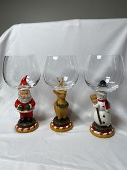 Vintage Home Essentials Christmas Ornaments Set Of 3 Wine Juice Goblets 2003