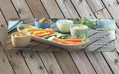 5 piece stoneware serving set