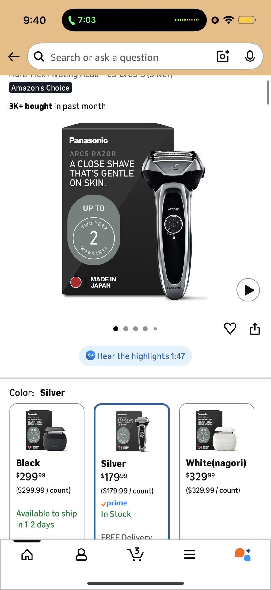 Panasonic ARC Electric Razor