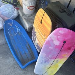 2 Little Surfboards And Blue One For The Snow .