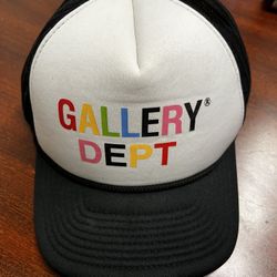 7 NEW GALLERY BLACK WHITE HAT 5 PANEL HIGH CROWN TRUCKER SNAPBACK ADULT SIZE