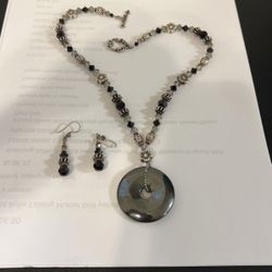 Hematite Pendant and Earring Set