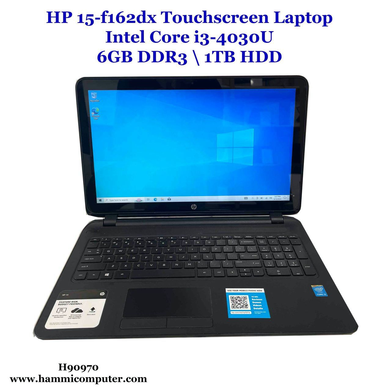 HP 15-ft62dx , Intel Core i3, 6GB, 1TB HDD "H90970"