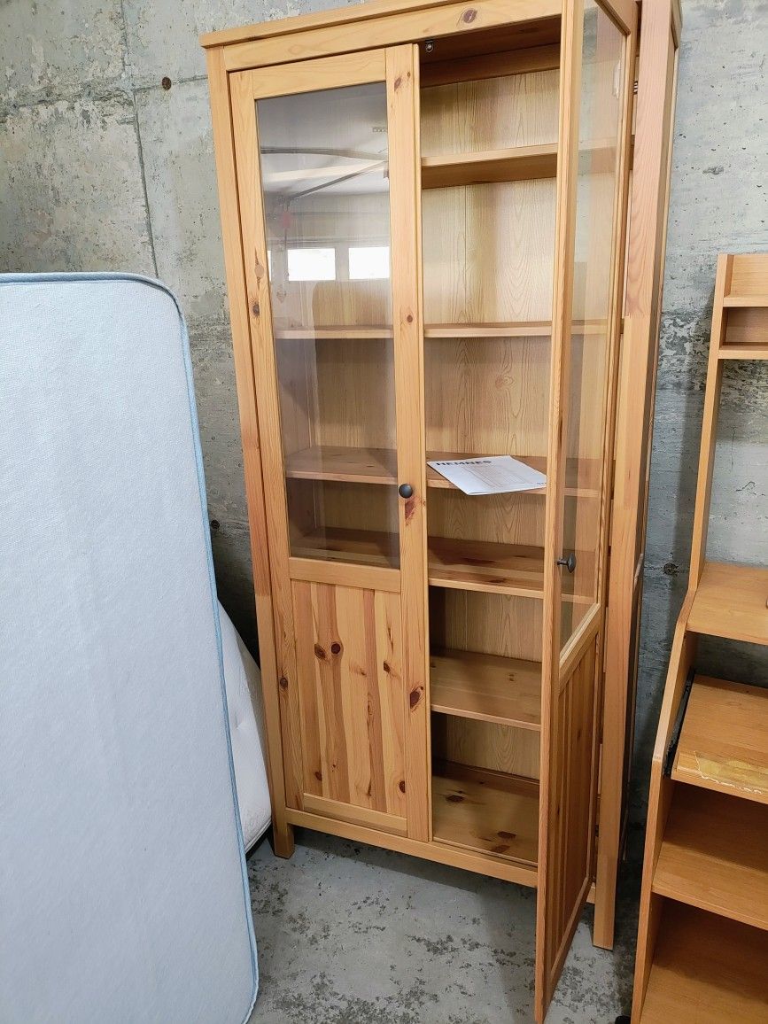 Wooden Cabinet w/ Glass Doors