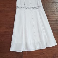 New Look Spaghetti Strap White Dress With Lace Accents