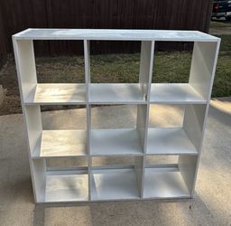 White cubby storage shelf