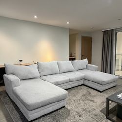 Grey Sectional Couch Sofa Double Chaise 