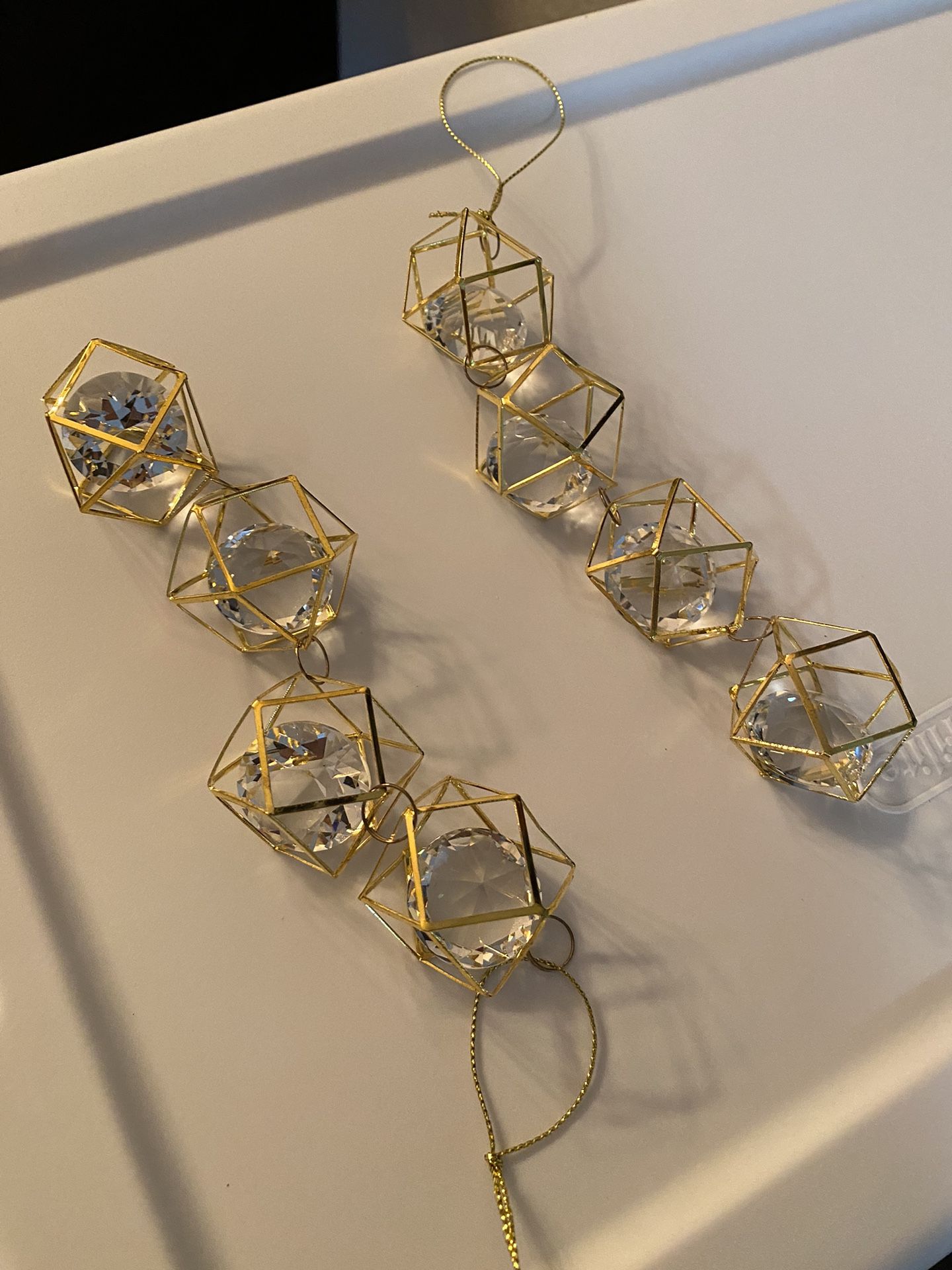 Stunning Gem Drop Christmas Ornament- Crystal And gold, Set Of Two