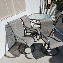 Swivel Chair 4 And Glass Top Table  Metal 