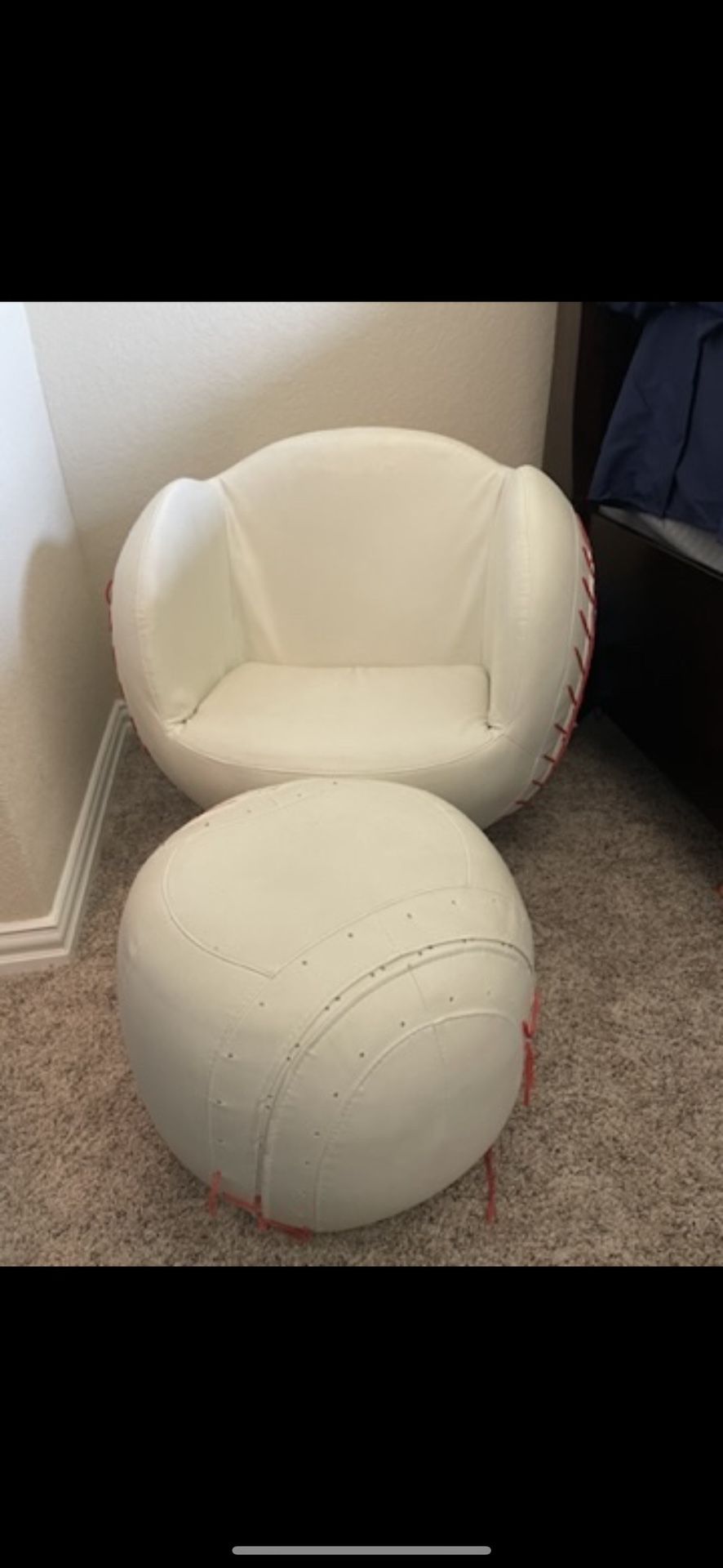 Kids Child Baseball Chair And Ottoman