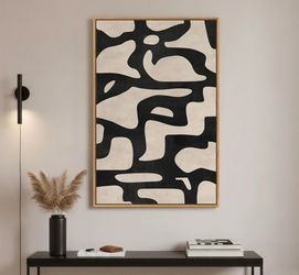 Framed Neutral Abstract Wall Art, Large Modern Canvas Prints Paintings Art24X36