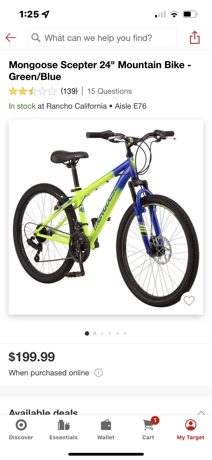 Mongoose Bike 24” Mountain Bike