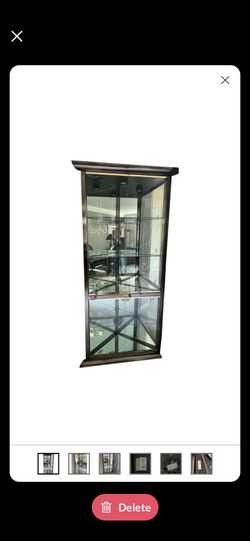 Corner curio cabinet mirrored back glass shelves 4 glass doors