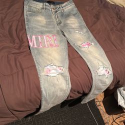 Amiri Jeans Blue And Pink 