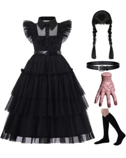 NEW! Kids Wednesday Addams Girls Costume Set