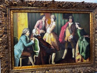 Large Oil Painting in Ornate Gold Frame