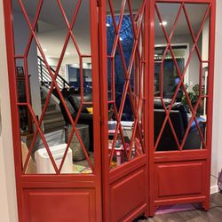 3 Paneled Mirrored Screen 