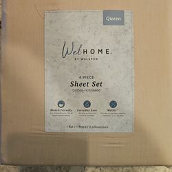 Brand New Never Used Queen Size 4 Piece Sheet Set Cotton Rich Blend 1 Flat/1 Fitted/2Pillowcases Oyster Gray 