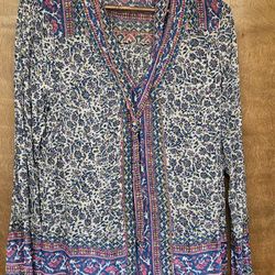Women's Long Sleeve Boho Blouse By Lucky Brand Size Medium