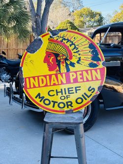 Indian Penn Porcelain Advertising Sign 30 Inches 