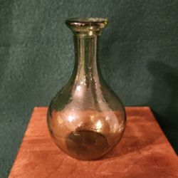 Vintage Handblown Artglass Vase Jamestown Glass Onion Bottle Avocado Green