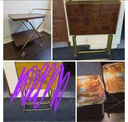 Vintage TV Trays Folding Tables bar cart