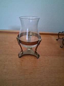 Vintage Candle Holder With Clear Glass