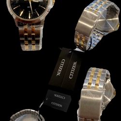 Citizen Men’s Two- Tone Stainless Steel Analog Wristwatch Black Dial