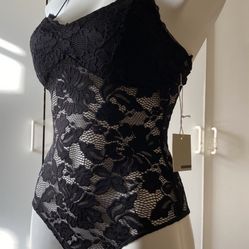 Black Lace Bodysuit/Size Medium And Large