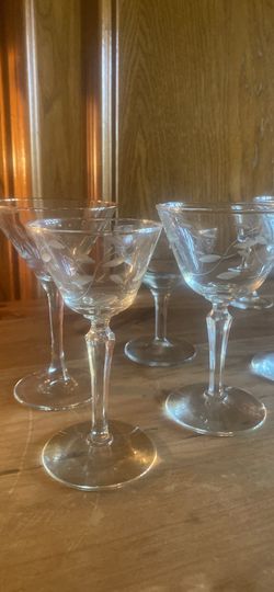14 vintage crystal wine glasses