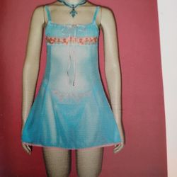 Lime Green, Turqoise Babydoll Set With Panties