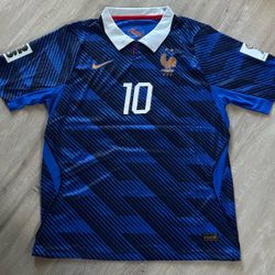Kylian Mbappé #10 Blue World Cup Patch Player Version Kit Mens Slim Fit XL