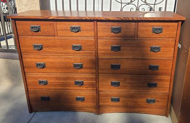 12 Glide Drawer Mission Wood Dresser 65"L x 44"T x 19"D