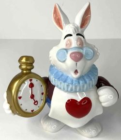 Vintage Disney Alice In Wonderland White Rabbit With Clock Sugar Bowl