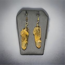 Raw Yellow Crystal Bead Earrings Nature Inspired Jewelry Handcrafted Artisan