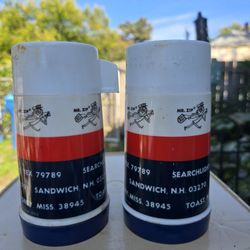 Vintage MR ZIP US POSTAL CODES LUNCH BOX THERMOS - SET OF 2