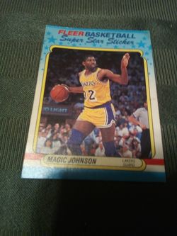 Vintage 1988/magic Johnson,fleet card # 6 of 11/super star sticker card