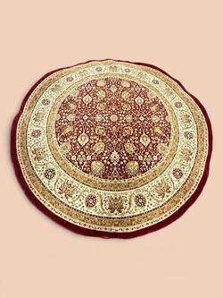 7'9" Burgundy Floral Round Rug