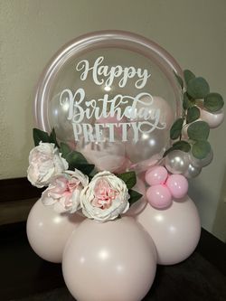 Pink Floral Balloon Centerpiece – Perfect for Any Party