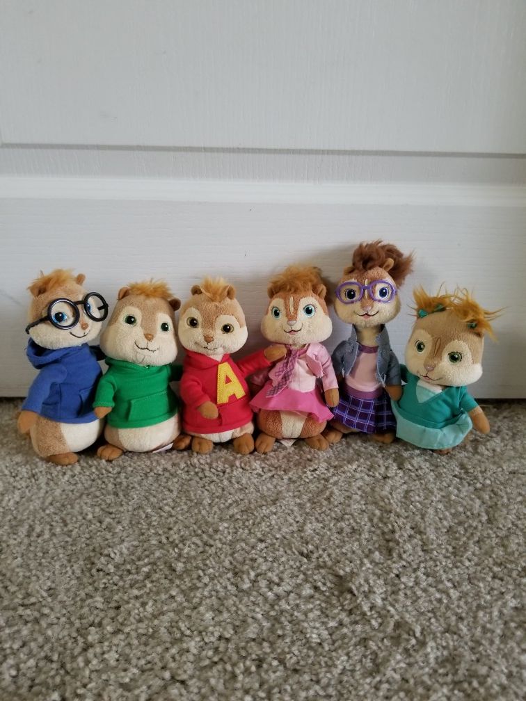 TY Beanie Babies Alvin and the Chipmunks and Chipettes, complete set