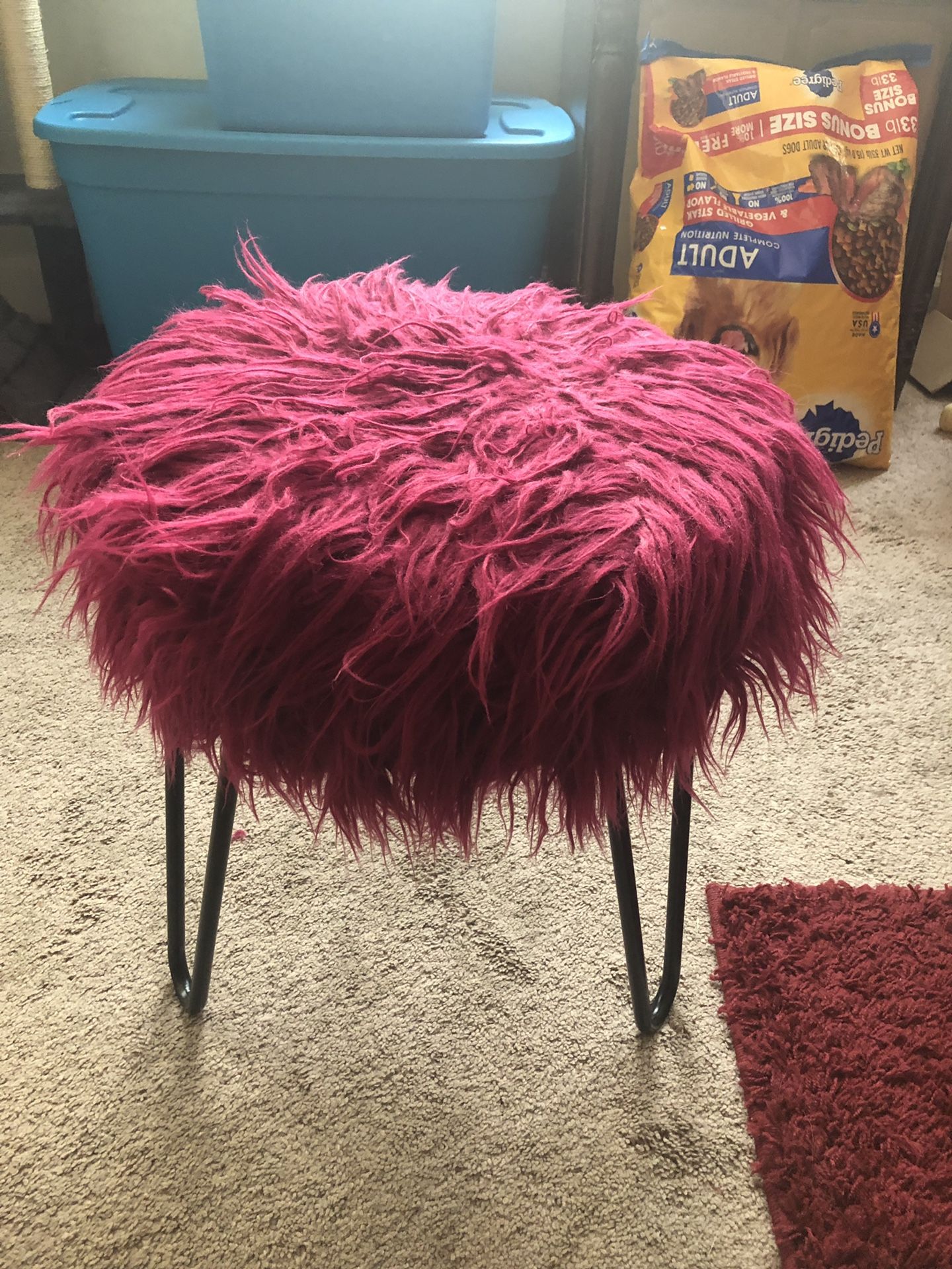 Magenta Fuzzy Stool